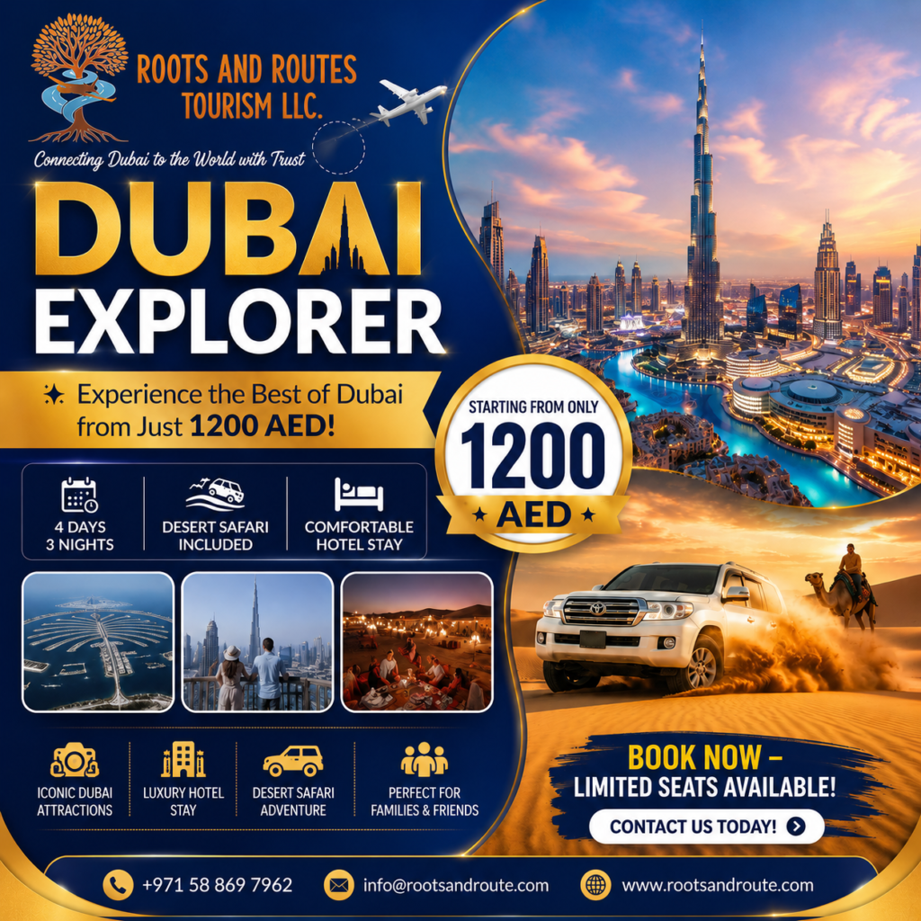 DUBAI EXPLORER for affordable travel packages, ticket booking, and hotel booking